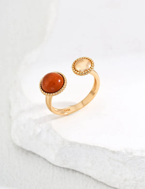 Open Design Red Stone Ring Glim Wink