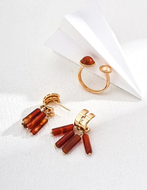 Open Design Red Stone Ring Glim Wink
