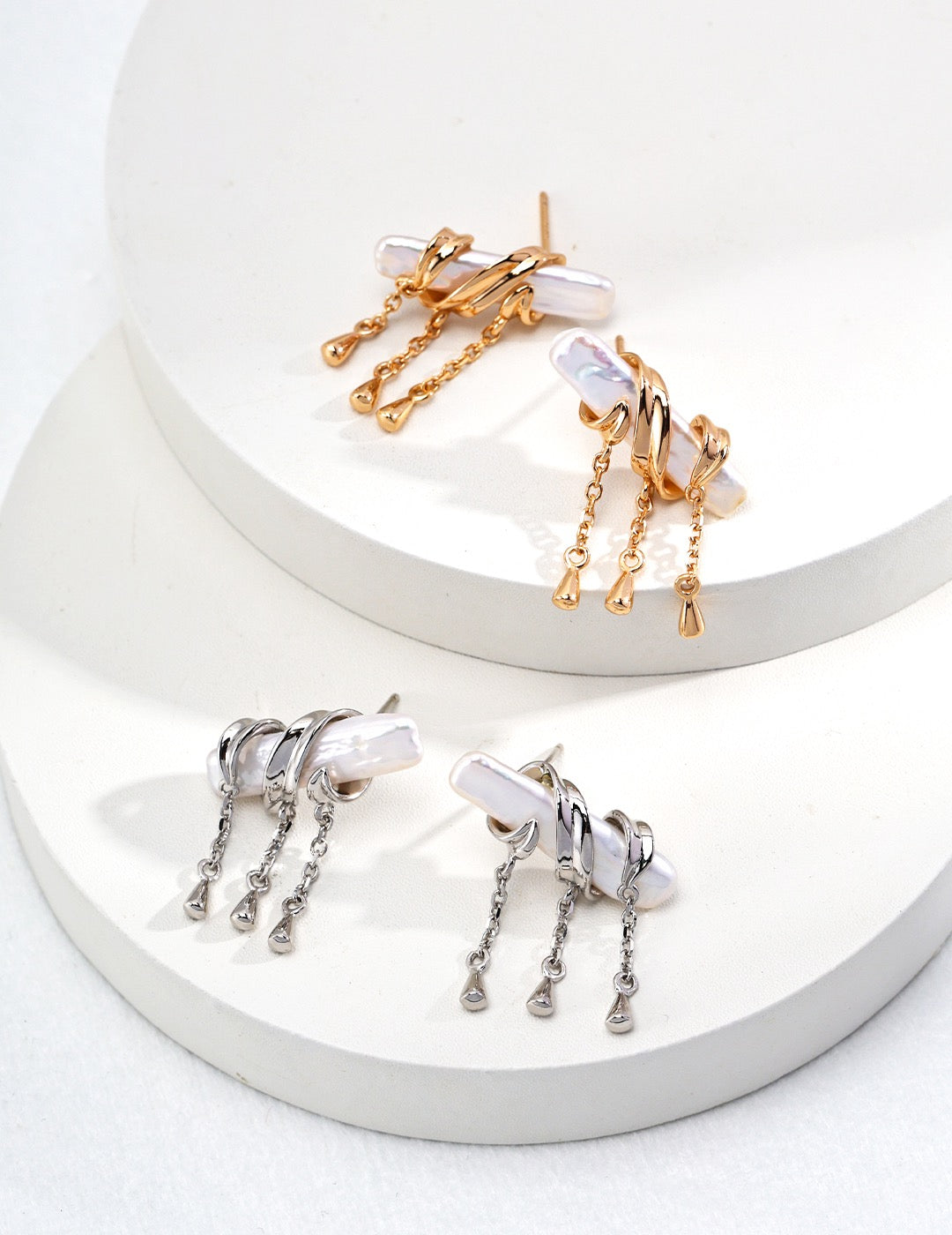 Baroque Toothpick Pearl Tassel Pearl Earrings Glim Wink