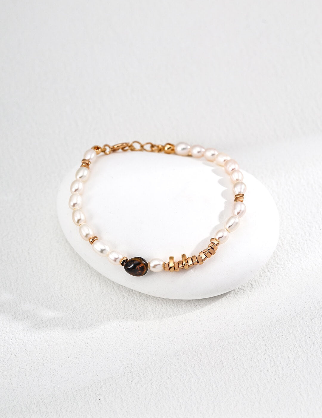 Tiger's Eye Pearl Bracelet Glim Wink