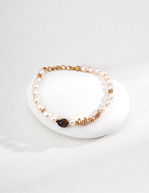 Tiger's Eye Pearl Bracelet Glim Wink