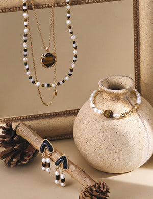 Tiger's Eye Pearl Bracelet Glim Wink