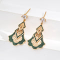 Enamel Drop Zircon Leaf Earrings Glim Wink