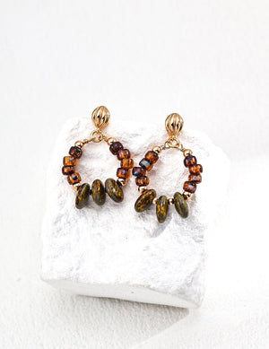 Iridescent Glass Bead Earrings Glim Wink