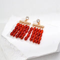 Red Agate Tassel Earrings Glim Wink