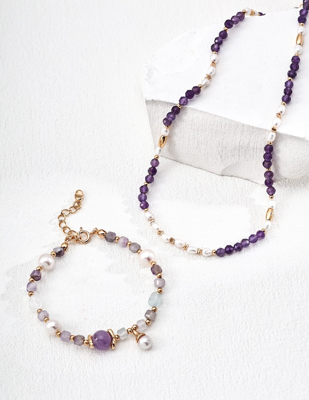 Pearl Aquamarine Amethyst Freeform Bracelet Glim Wink