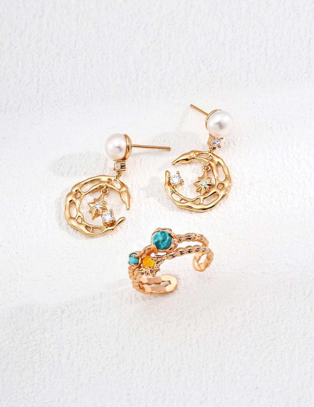 Apatite Yellow Chalcedony Turquoise-Imitation Ring Glim Wink