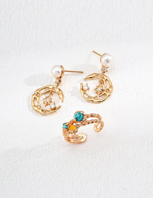 Apatite Yellow Chalcedony Turquoise-Imitation Ring Glim Wink