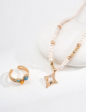 Apatite Yellow Chalcedony Turquoise-Imitation Ring Glim Wink