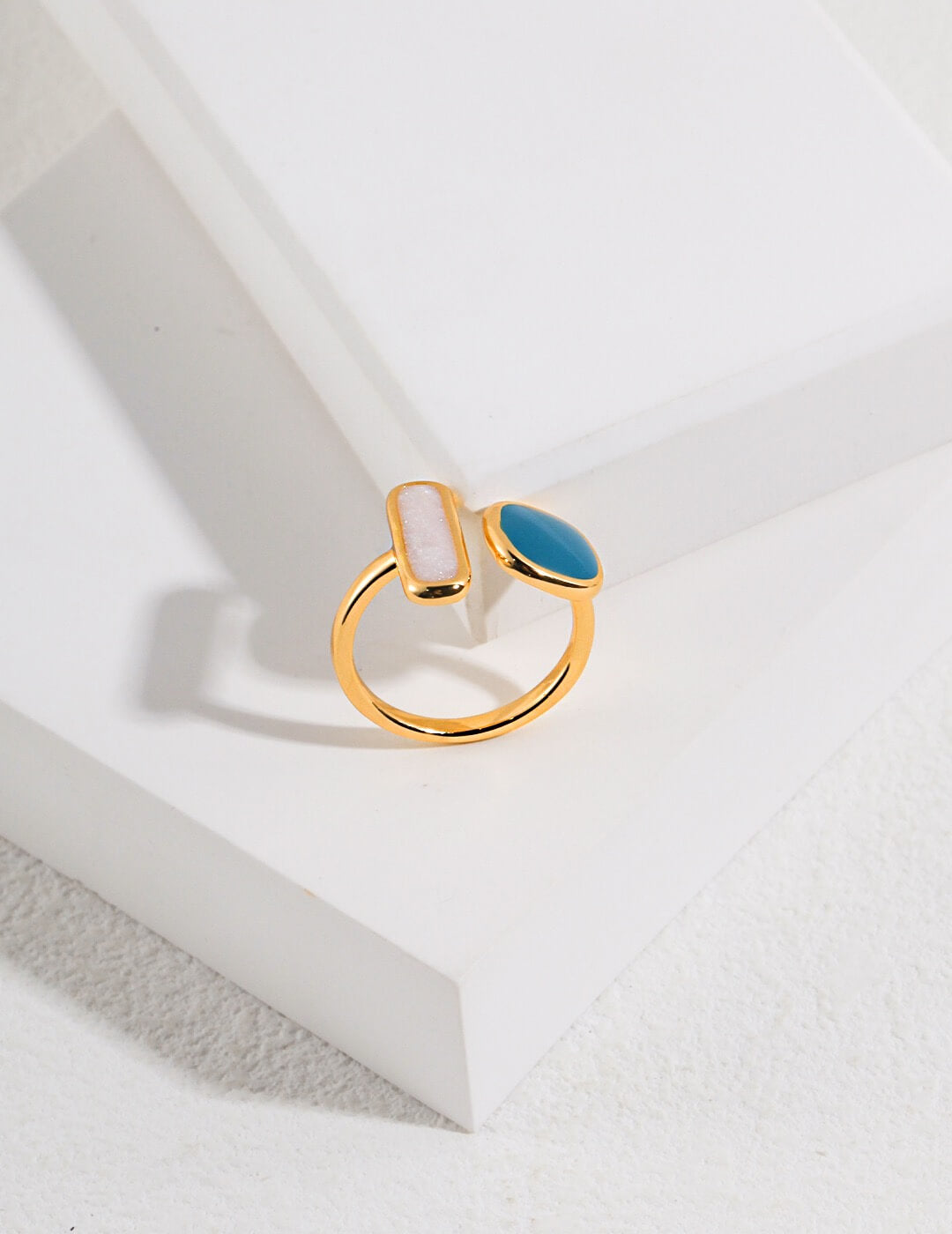 Sterling Silver Enamel-Drip Macaron Ring Glim Wink