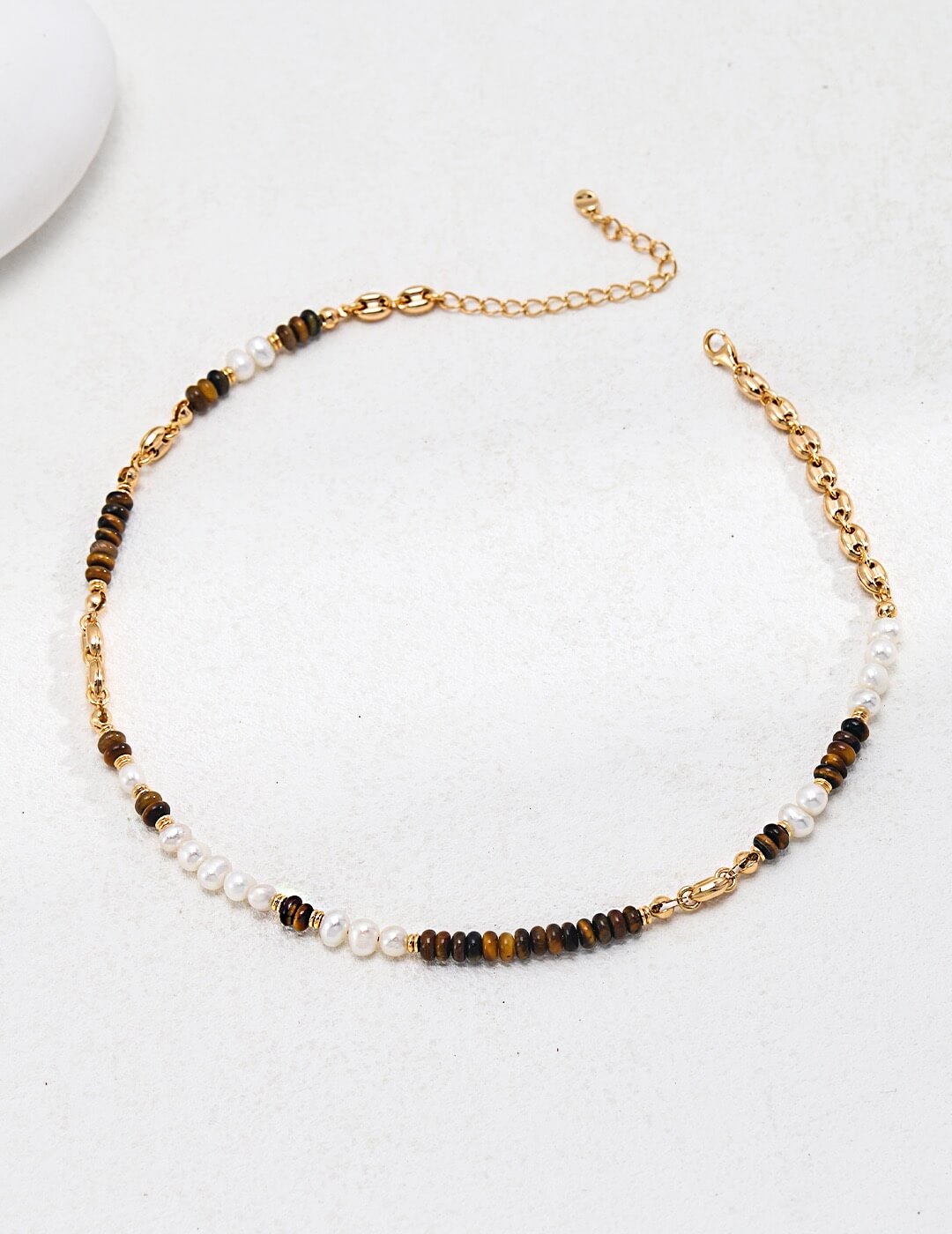 Pearl Tiger's Eye Necklace Glim Wink