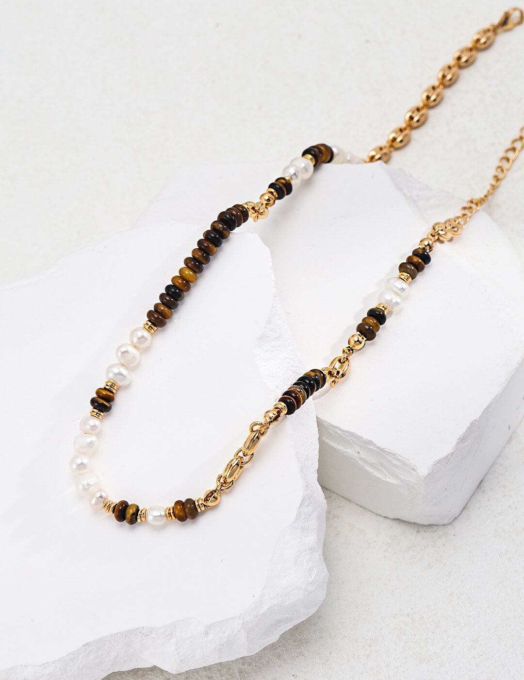 Pearl Tiger's Eye Necklace Glim Wink