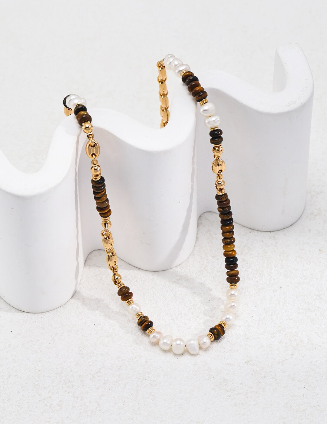 Pearl Tiger's Eye Necklace Glim Wink
