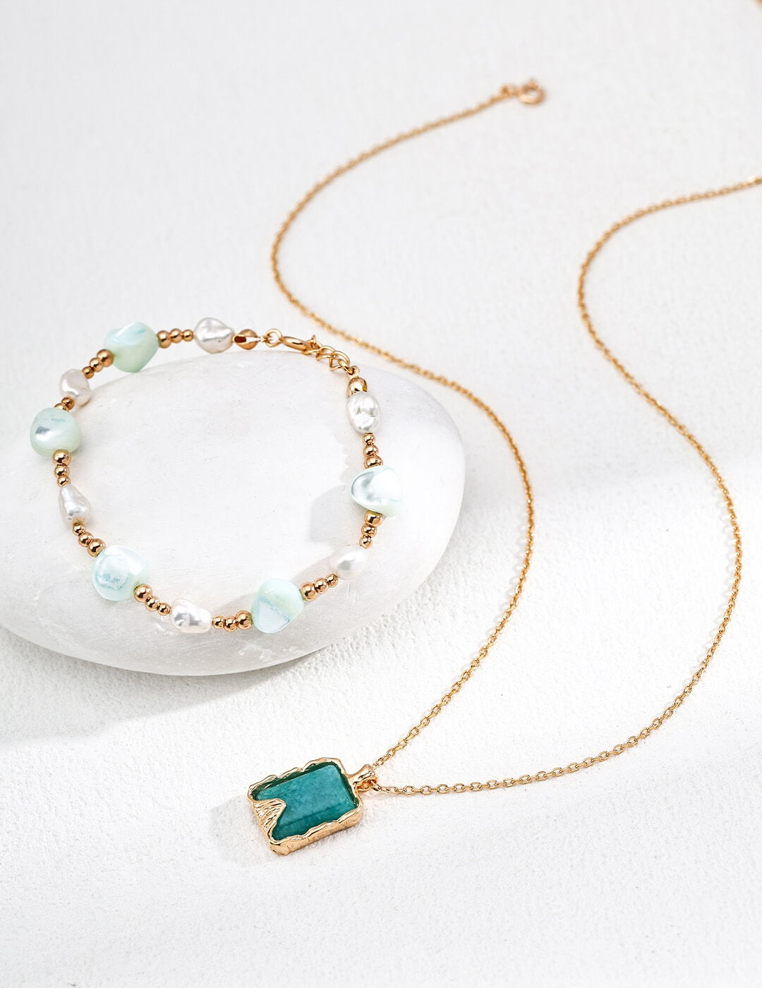 Natural Amazonite Pendant Necklace Glim Wink