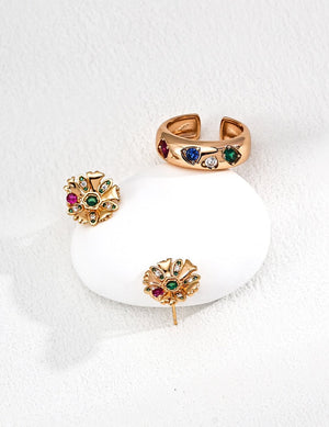 Vintage Flower Ball Earrings Glim Wink