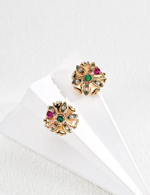 Vintage Flower Ball Earrings Glim Wink