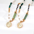 Natural Pearl Malachite Lapis Lazuli Pendant Necklace Glim Wink