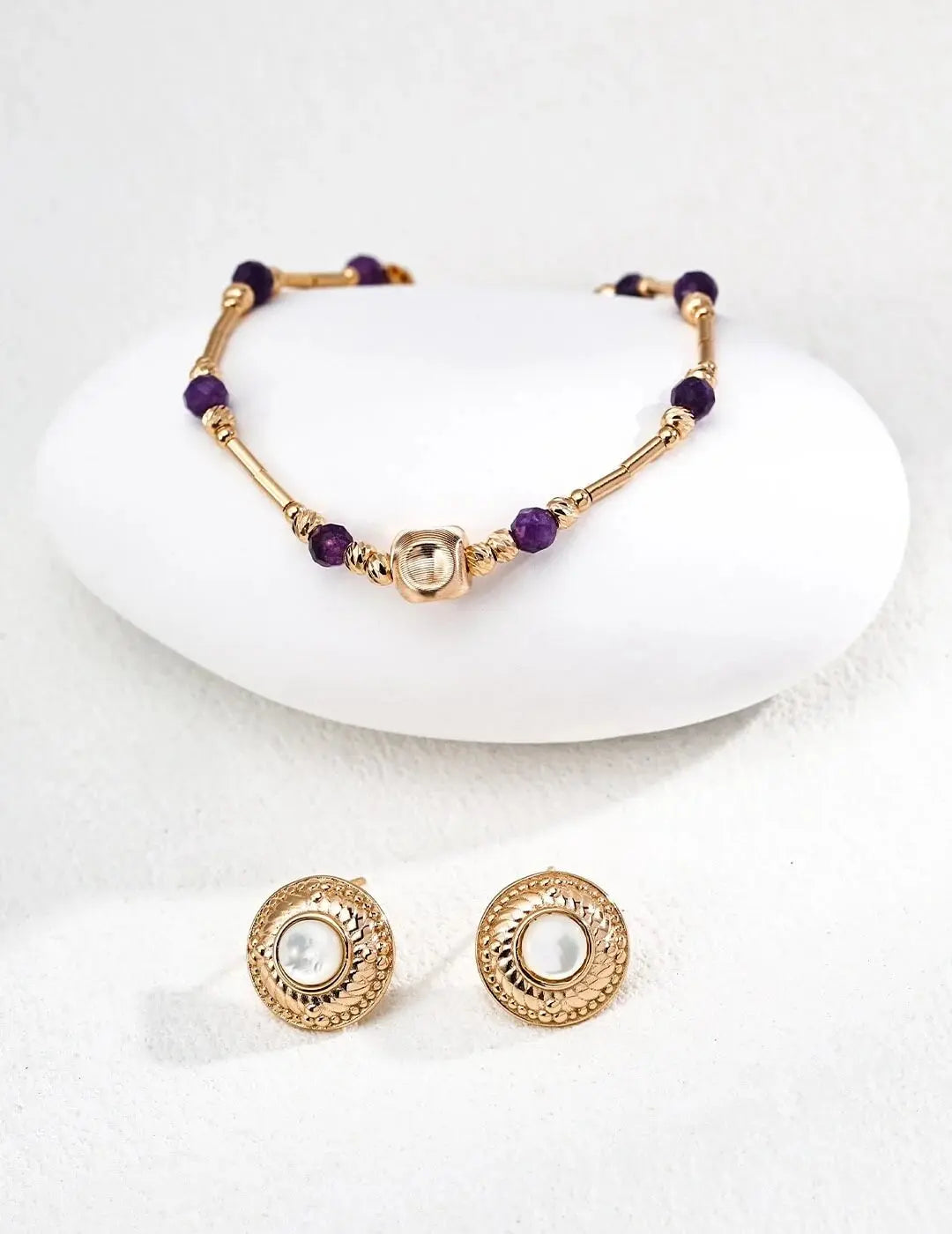 Amethyst Bamboo Joint Wealth-Attracting Bracelet Glim Wink