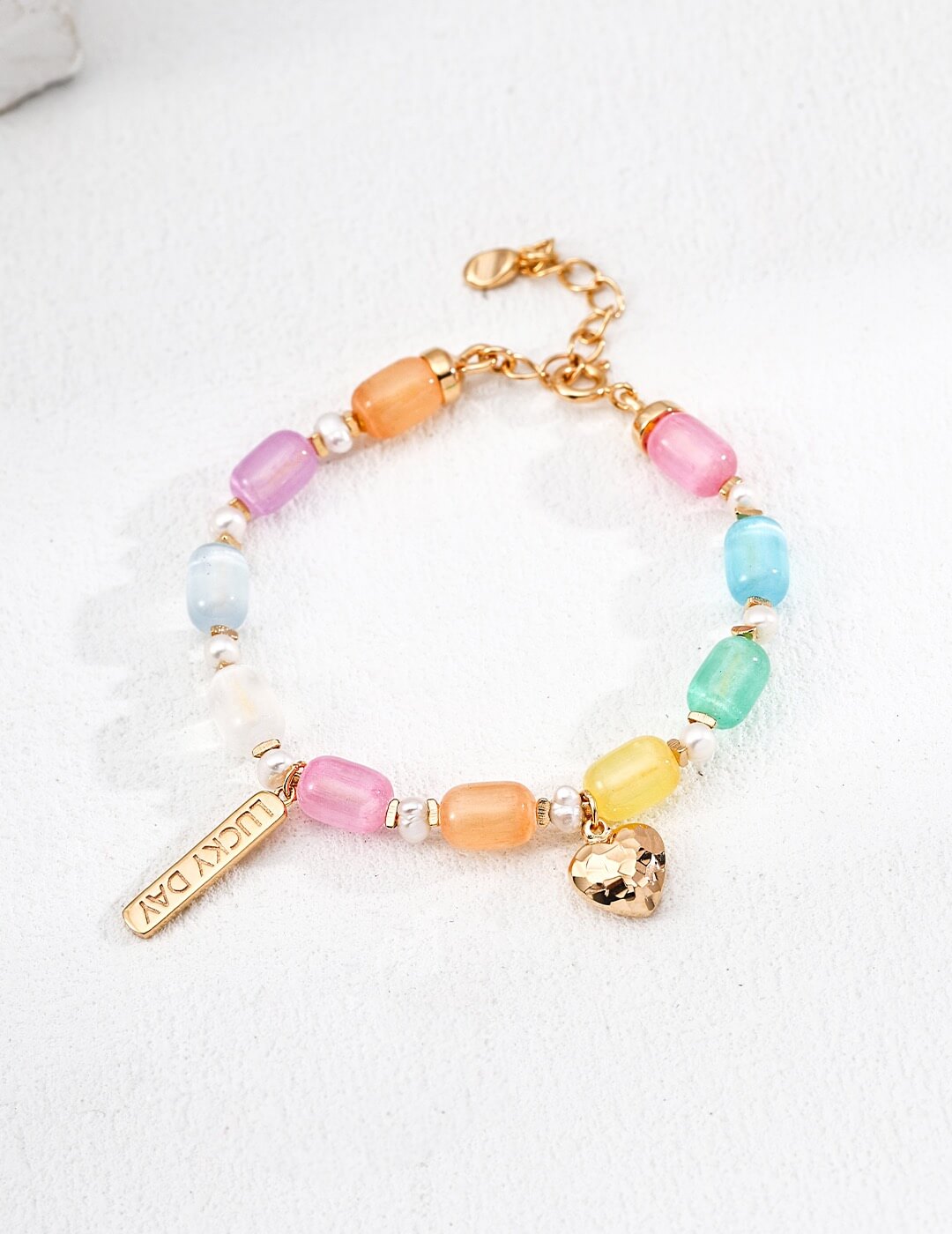 Colorful Barrel Bead Bracelet Glim Wink