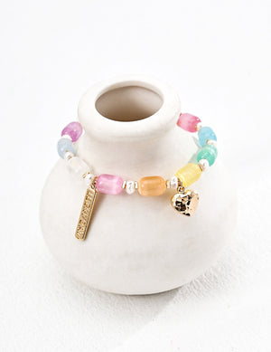 Colorful Barrel Bead Bracelet Glim Wink