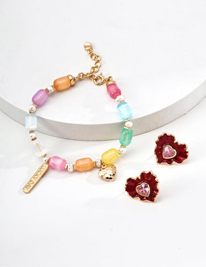 Colorful Barrel Bead Bracelet Glim Wink
