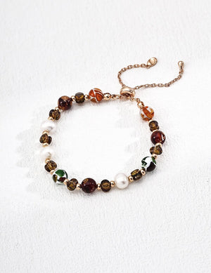 Natural Iridescent Glass Shell Bead Bracelet Glim Wink