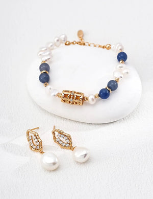 Four-Leaf Flower Aventurine Pearl Bracelet Glim Wink