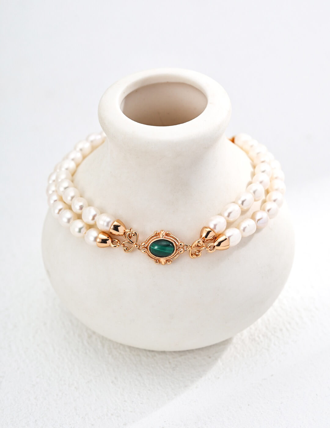 Malachite Double-Layered Pearl Bracelet Glim Wink