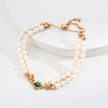 Malachite Double-Layered Pearl Bracelet Glim Wink