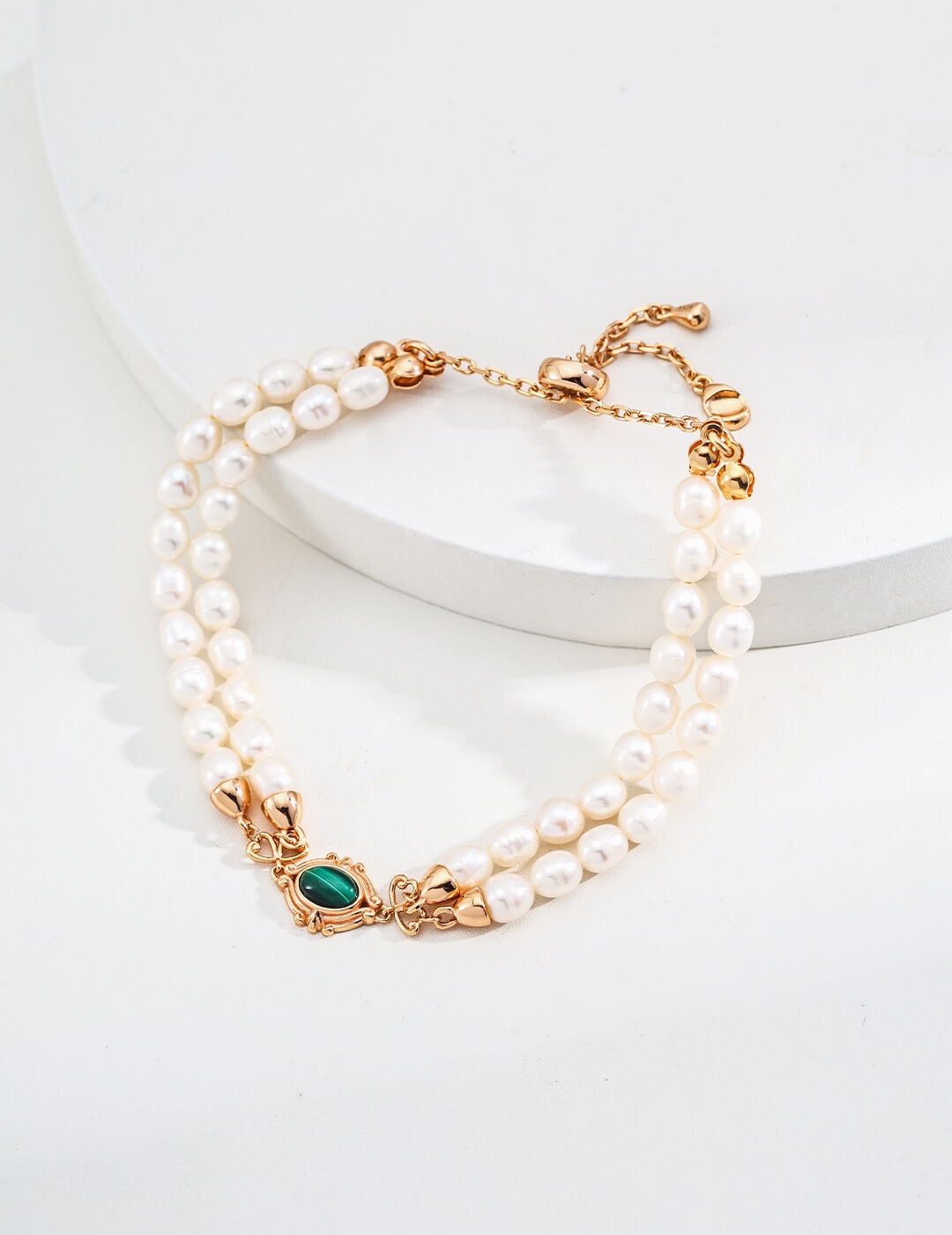 Malachite Double-Layered Pearl Bracelet Glim Wink