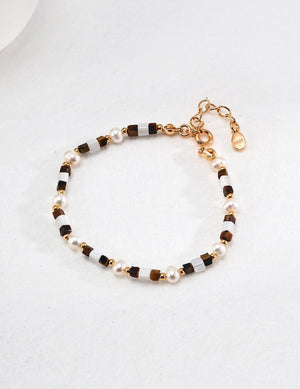 Mother of Pearl & Tiger's Eye Bracelet Glim Wink