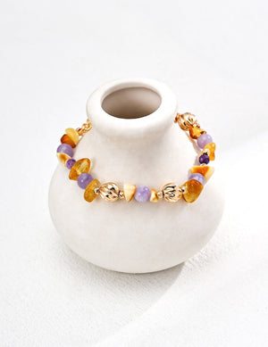 Natural Amber Amethyst Bracelet Glim Wink