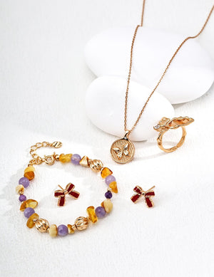 Natural Amber Amethyst Bracelet Glim Wink