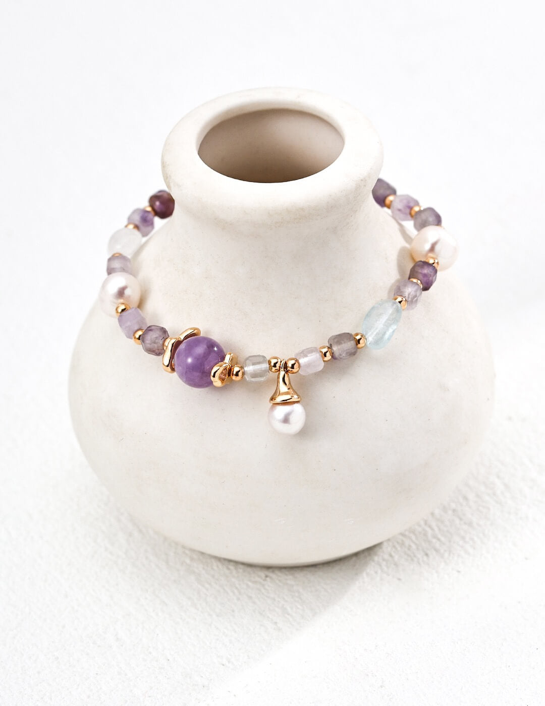 Pearl Aquamarine Amethyst Freeform Bracelet Glim Wink