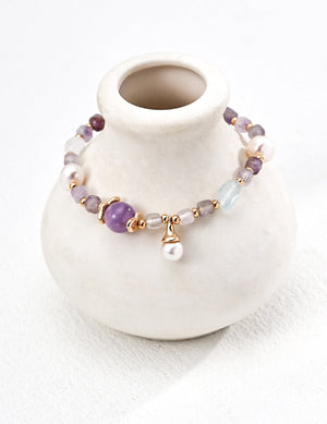 Pearl Aquamarine Amethyst Freeform Bracelet Glim Wink