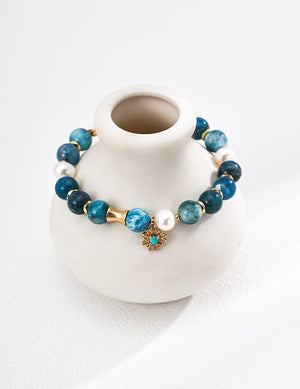 Pearl Azurite Turquoise Bracelet Glim Wink