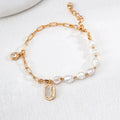 Letter Charm Accented Pearl Bracelet Glim Wink