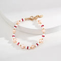 Mother of Pearl Ruby Bead Bracelet Glim Wink