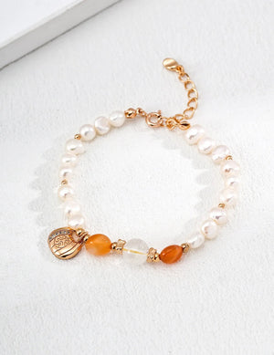 Red Agate Fortune Pouch Pearl Bracelet Glim Wink