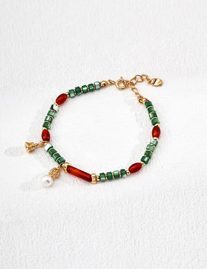 Red Green Agate Bracelet Glim Wink