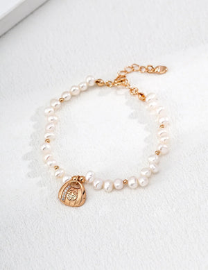 Sterling Silver Fortune Pouch Pearl Bracelet Glim Wink