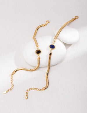 Natural Lapis Lazuli / Tiger's Eye Bracelet Glim Wink