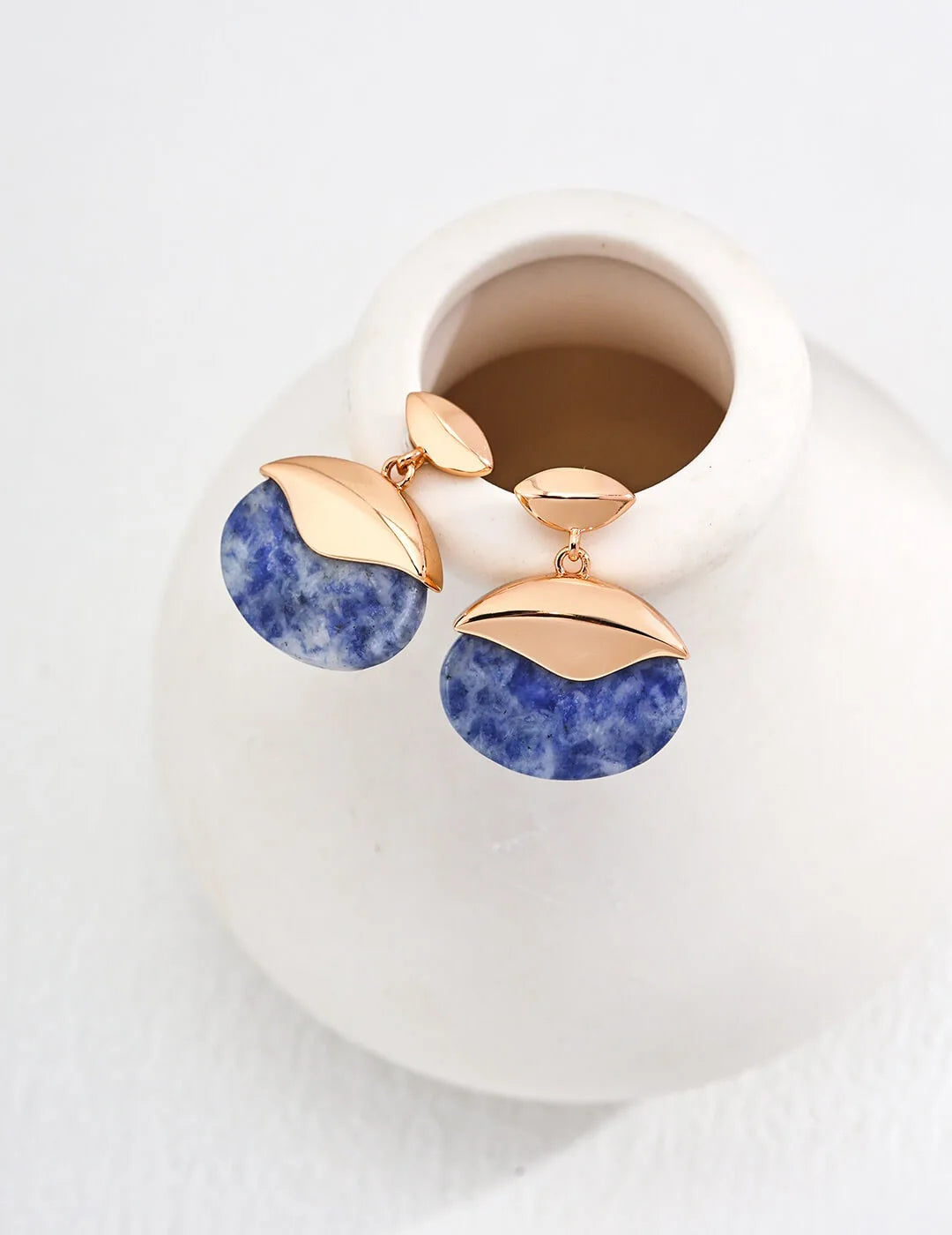 Minimalist Blue Spot Stone Earrings Glim Wink