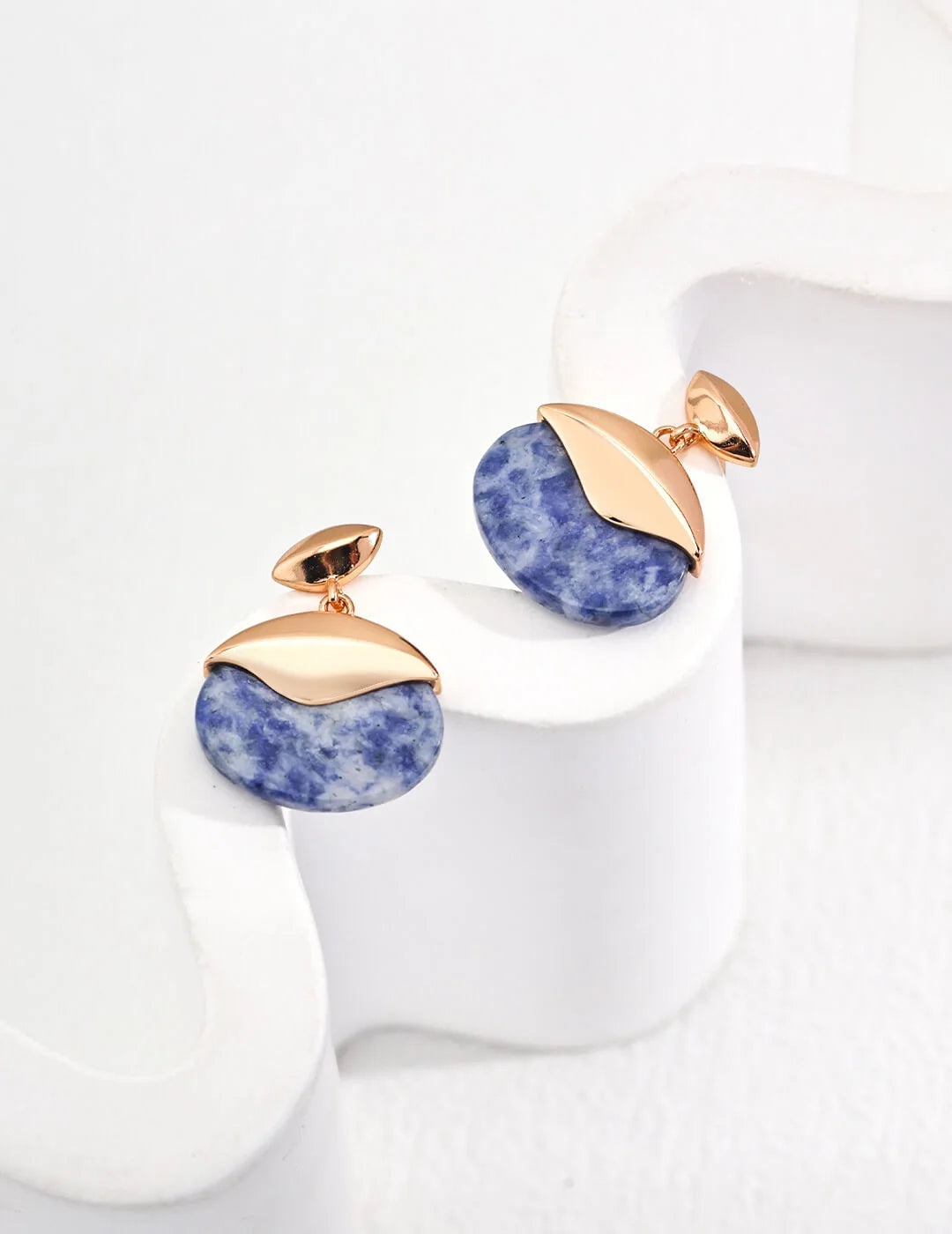 Minimalist Blue Spot Stone Earrings Glim Wink