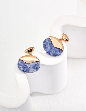 Minimalist Blue Spot Stone Earrings Glim Wink