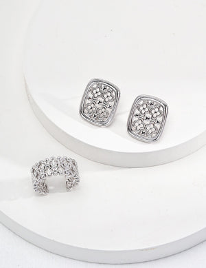 New Chinese Style Lattice Window Earrings Glim Wink