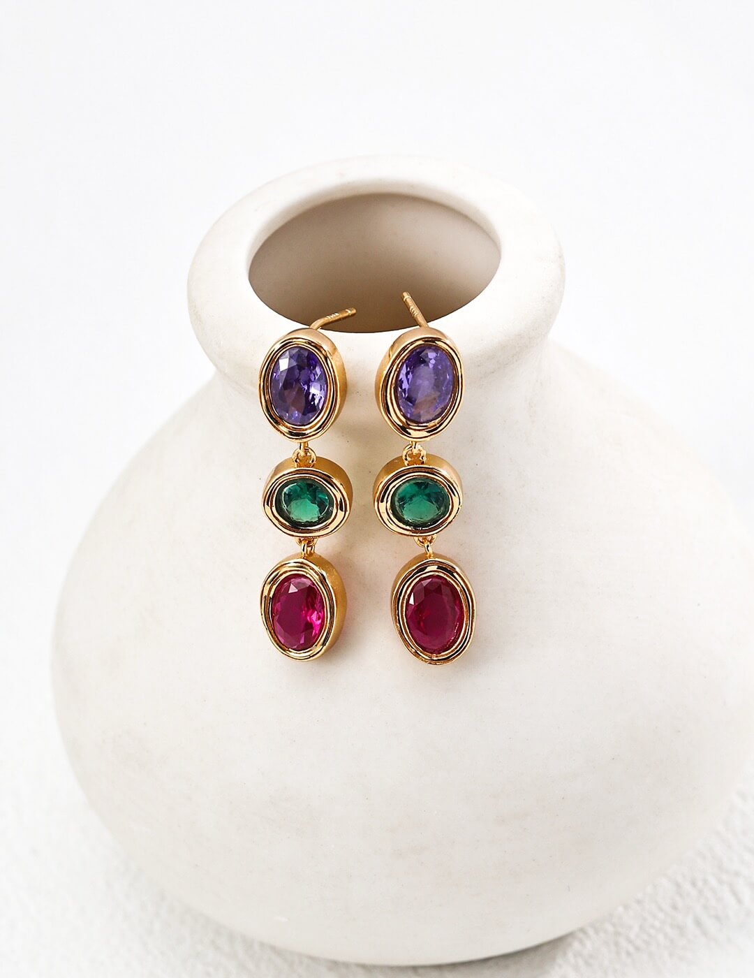 Colorful Zircon Earrings Glim Wink