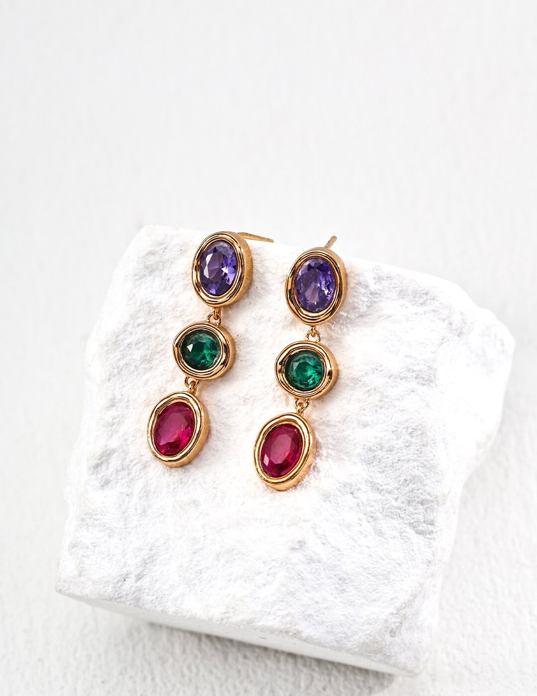 Colorful Zircon Earrings Glim Wink