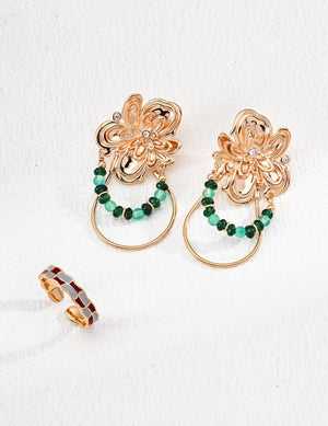 Emerald Agate Zircon Earrings Glim Wink