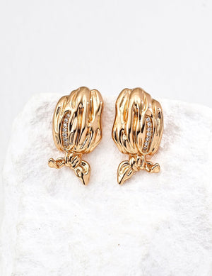 Girlish Silk Scarf Earrings Glim Wink